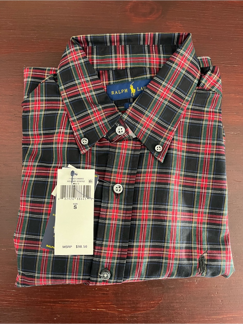 Polo Ralph Lauren Mens Plaid Button Down Shirt  Sz S Classic Fit Preppy Holiday